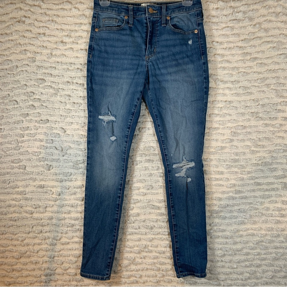 WOMENS SIZE 0 JEANS HIGH RISE SKINNY  DISTRESSED STRETCHY CASUAL UNIVERSAL THREA